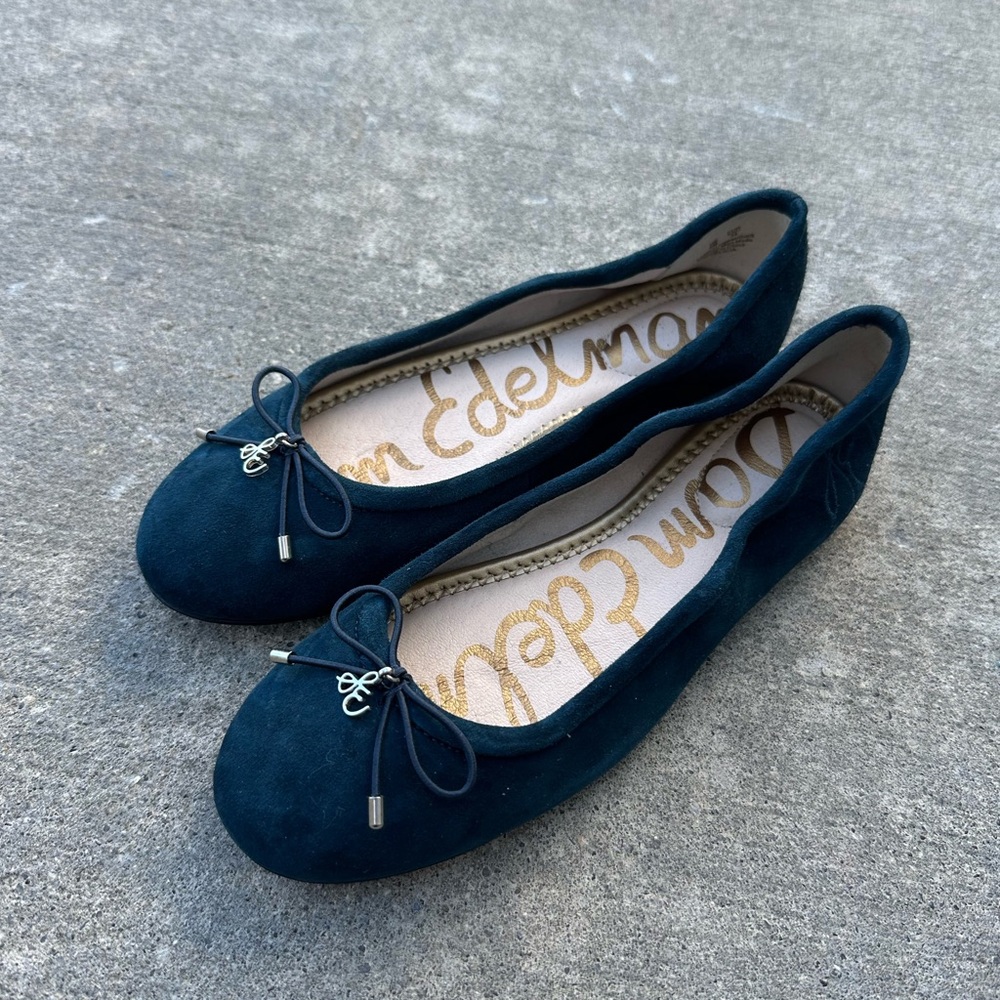 New in Box SAM EDELMAN Felicia Flat Suede Navy (Dark Teal) SIZE 4, NOT A 5 - Picture 8 of 10